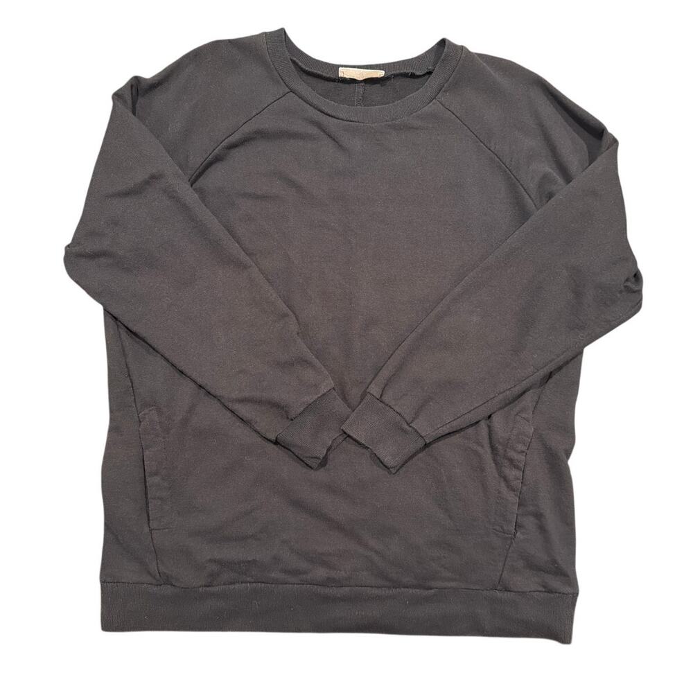 Zenana Black Crew Neck Sweatshirt Womens XL Front Pocket